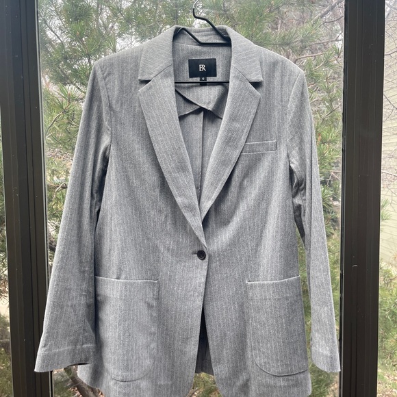 Banana Republic Jackets & Blazers - Gray Pin Stripe Women's Flannel Blazer by Banana Republic Size 12
